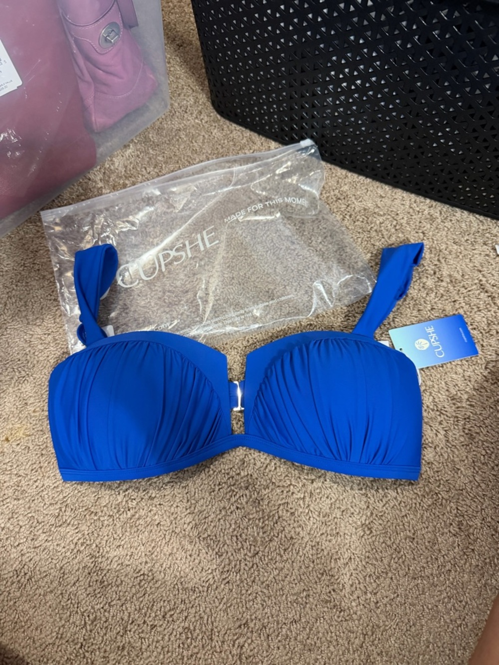Cupshe Cobalt Blue Padded Bikini Top